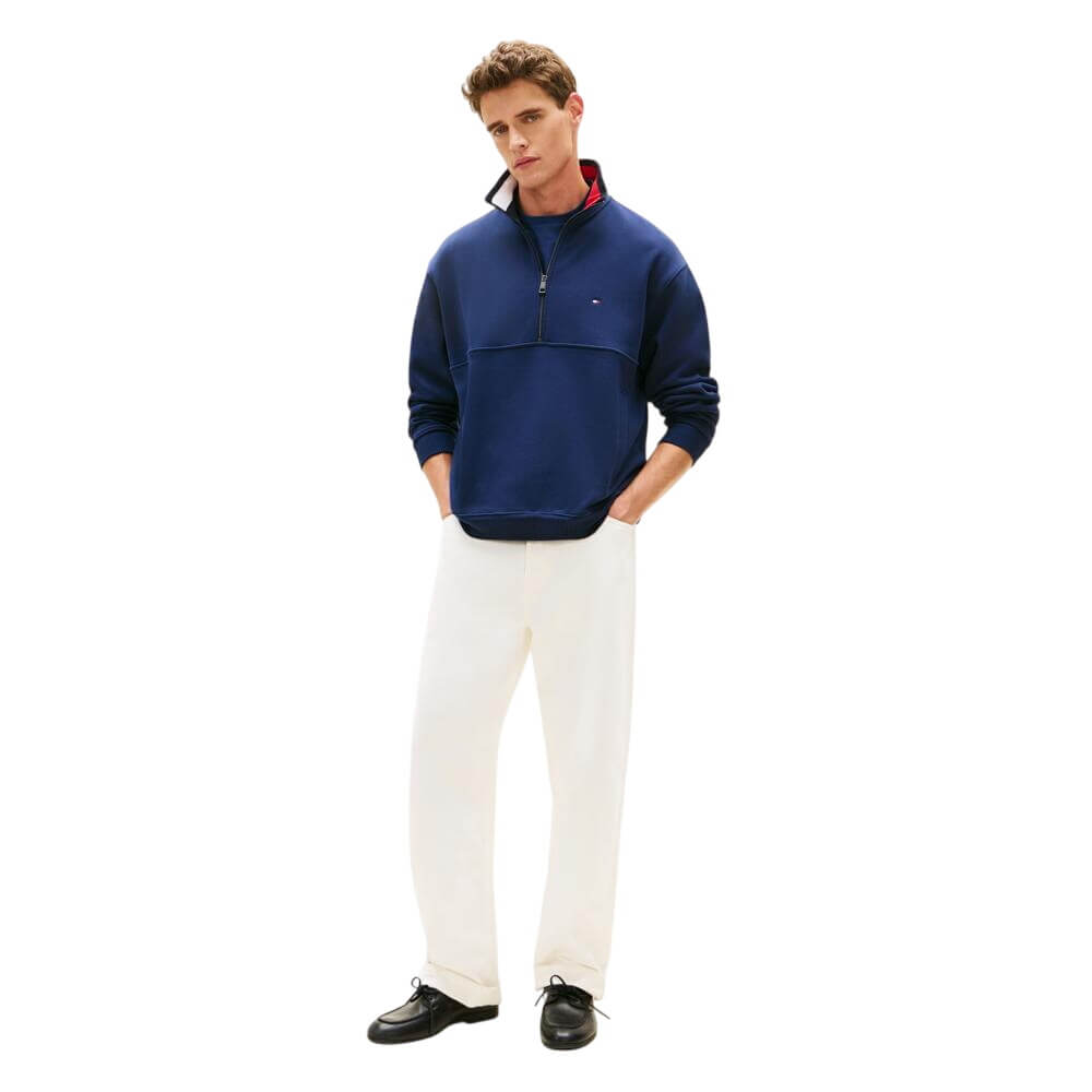 Tommy Hilfiger Colour-Blocked Collar Terry Half-Zip Jumper